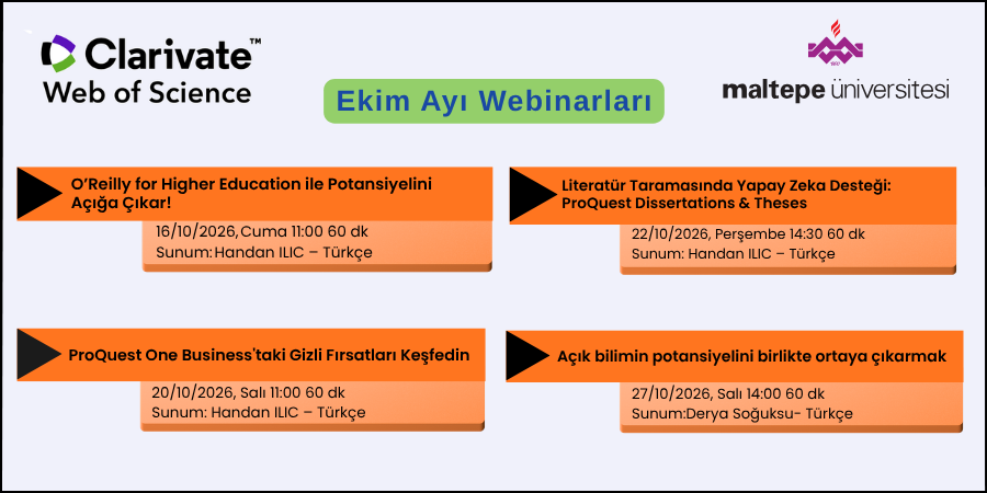 Clarivate Ekim Webinar Programı